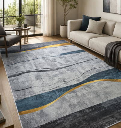 alfombra_gris_lineas_doradas_sala